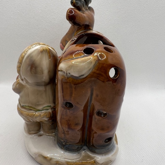 Yankee Candle Christmas Tealight Candle Holder Children Moose Winter Snow Apples - Picture 7 of 14